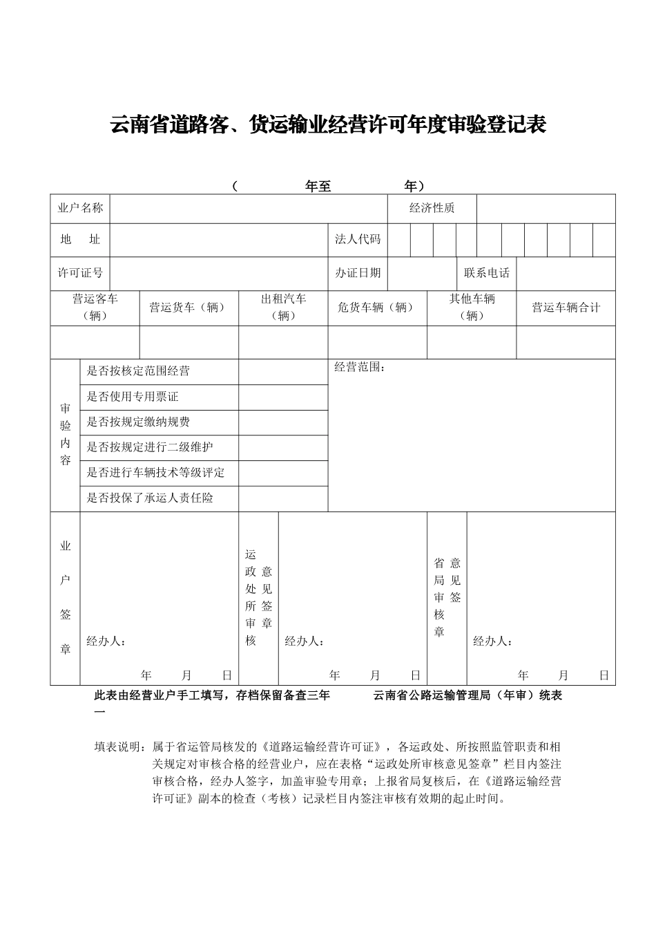 道路客、货运输业经营许可证年度审验表_第1页
