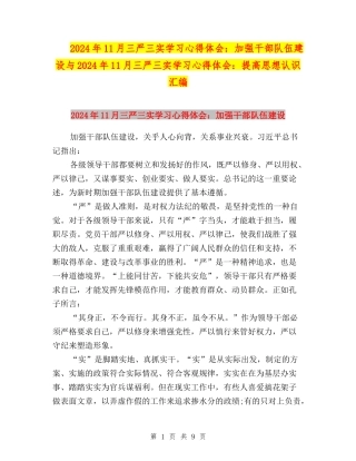 2024年11月三严三实学习心得体会：加强干部队伍建设与2024年11月三严三实学习心得体会：提高思想认识汇编