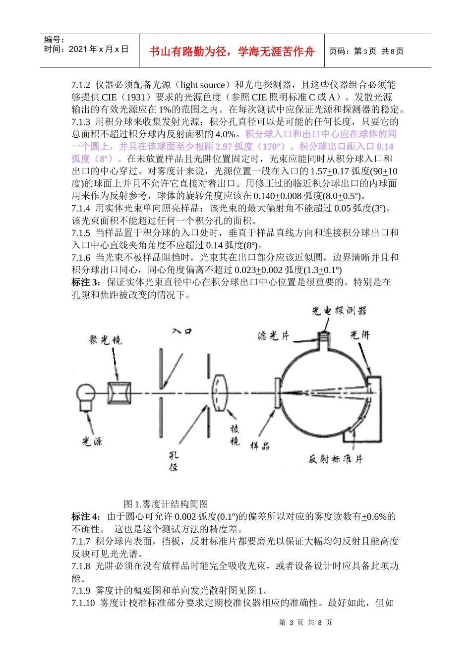 透明塑料光穿透率及雾度的标准检测方法_第3页