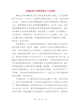 实施四带工程发展城乡文化经验