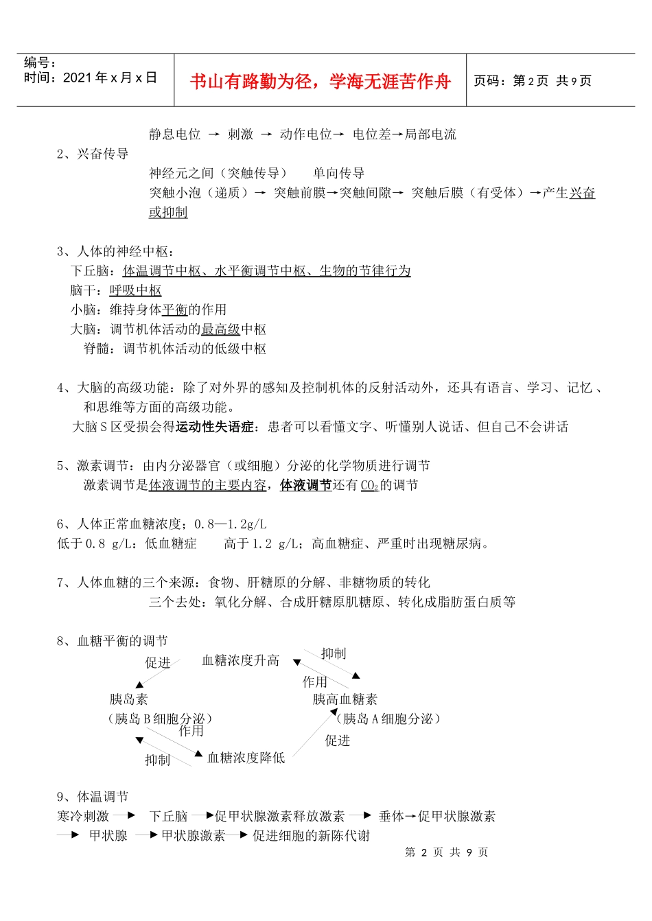 生物必修3稳态与环境知识点总结_第2页