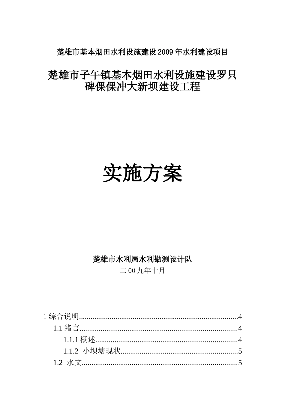 罗只倮倮冲大新坝实施方案_第1页