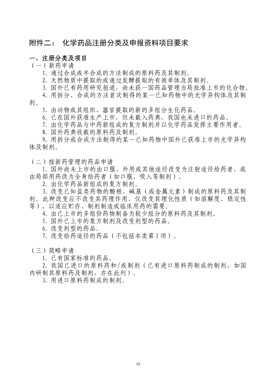 附二 化学药品新药分类及申报资料项目要求_第1页