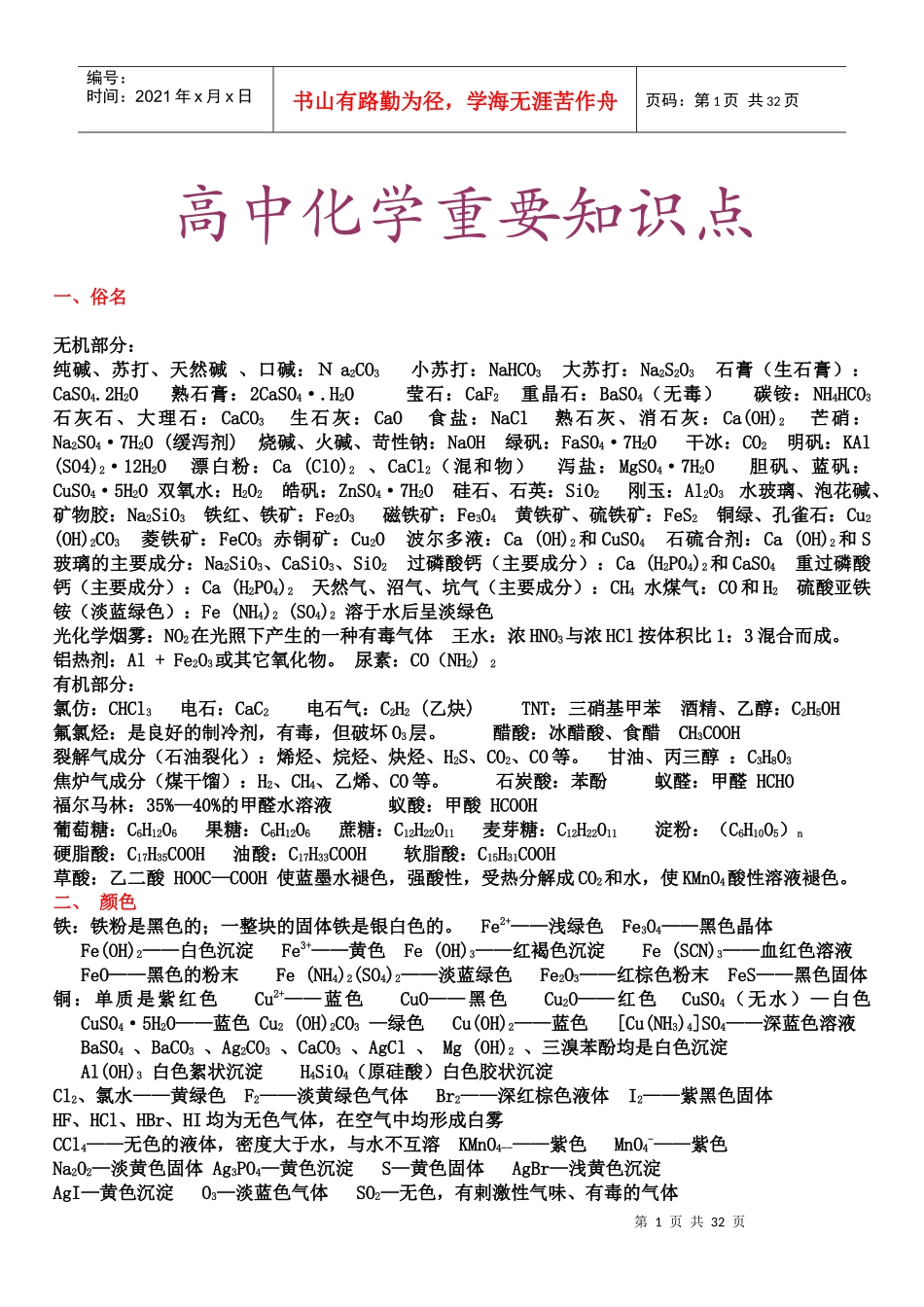 高中数理化及生物知识超强大总结_第1页