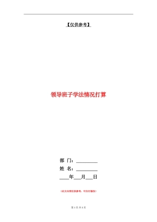 领导班子学法情况打算