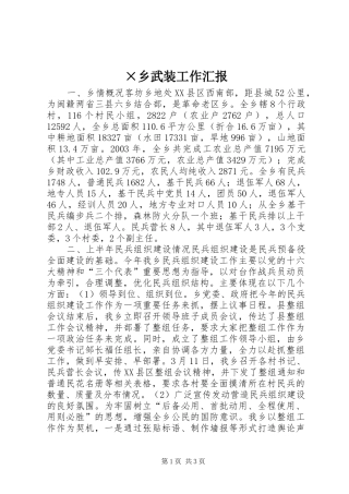 ×乡武装工作汇报