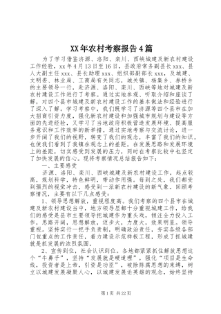 XX年农村考察报告4篇