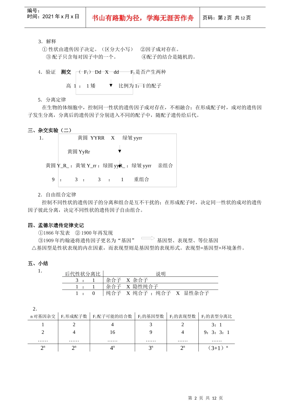 高中生物必修2教案(20节精品)_第2页