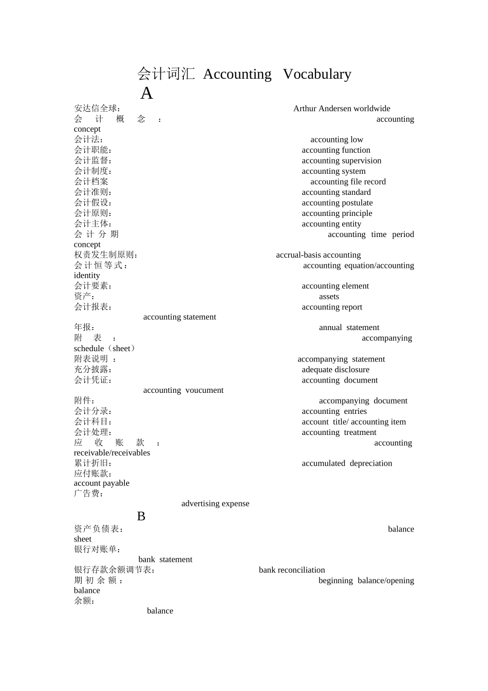 会计用语英语词汇_第1页