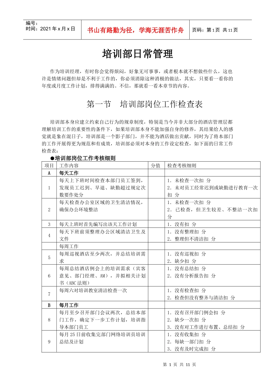 酒店系统培训之（24）培训部日常管理_第1页