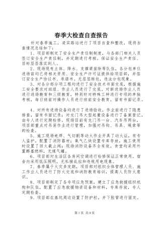 春季大检查自查报告