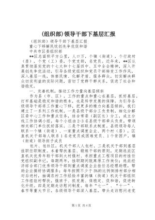 (组织部)领导干部下基层汇报