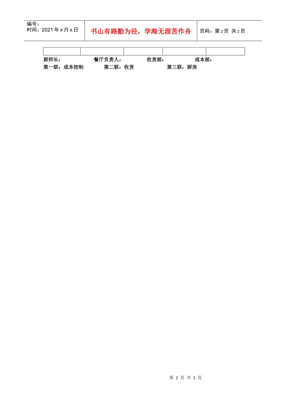 飞天大酒店厨房每日采购清单_第2页