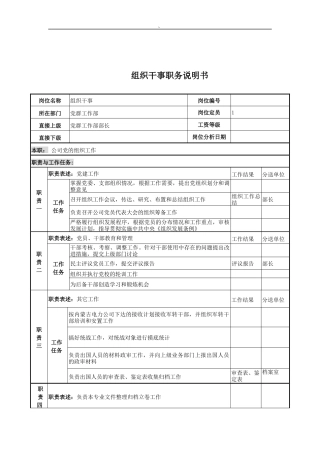 电力公司组织干事岗位说明书