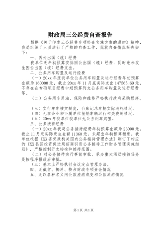 财政局三公经费自查报告