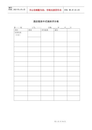 酒店客房部各类表格