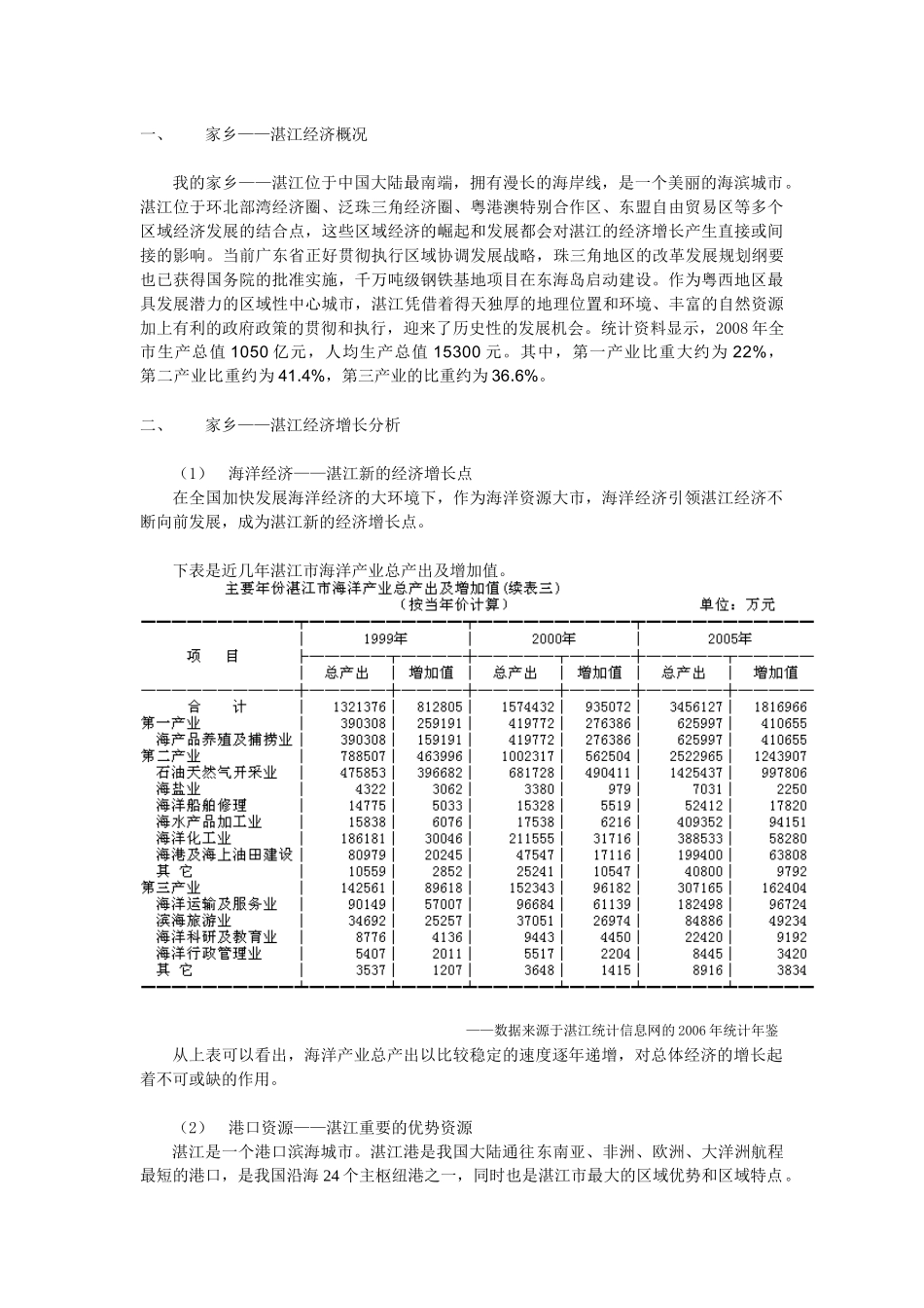 浅谈家乡经济增长——湛江经济增长分析_第2页