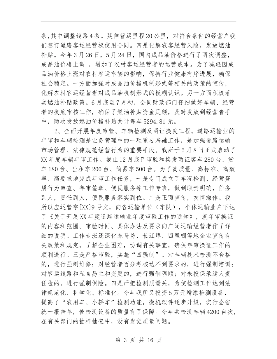 XX年度市运管所工作总结_第3页