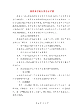 旅游局信息公开总结汇报