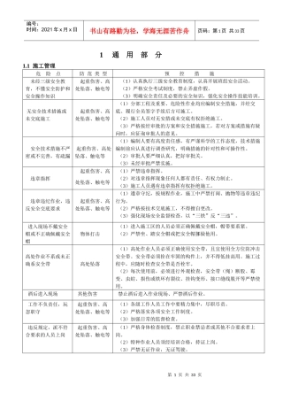 输变电工程施工危险点辨识及预控措施(试行)主要