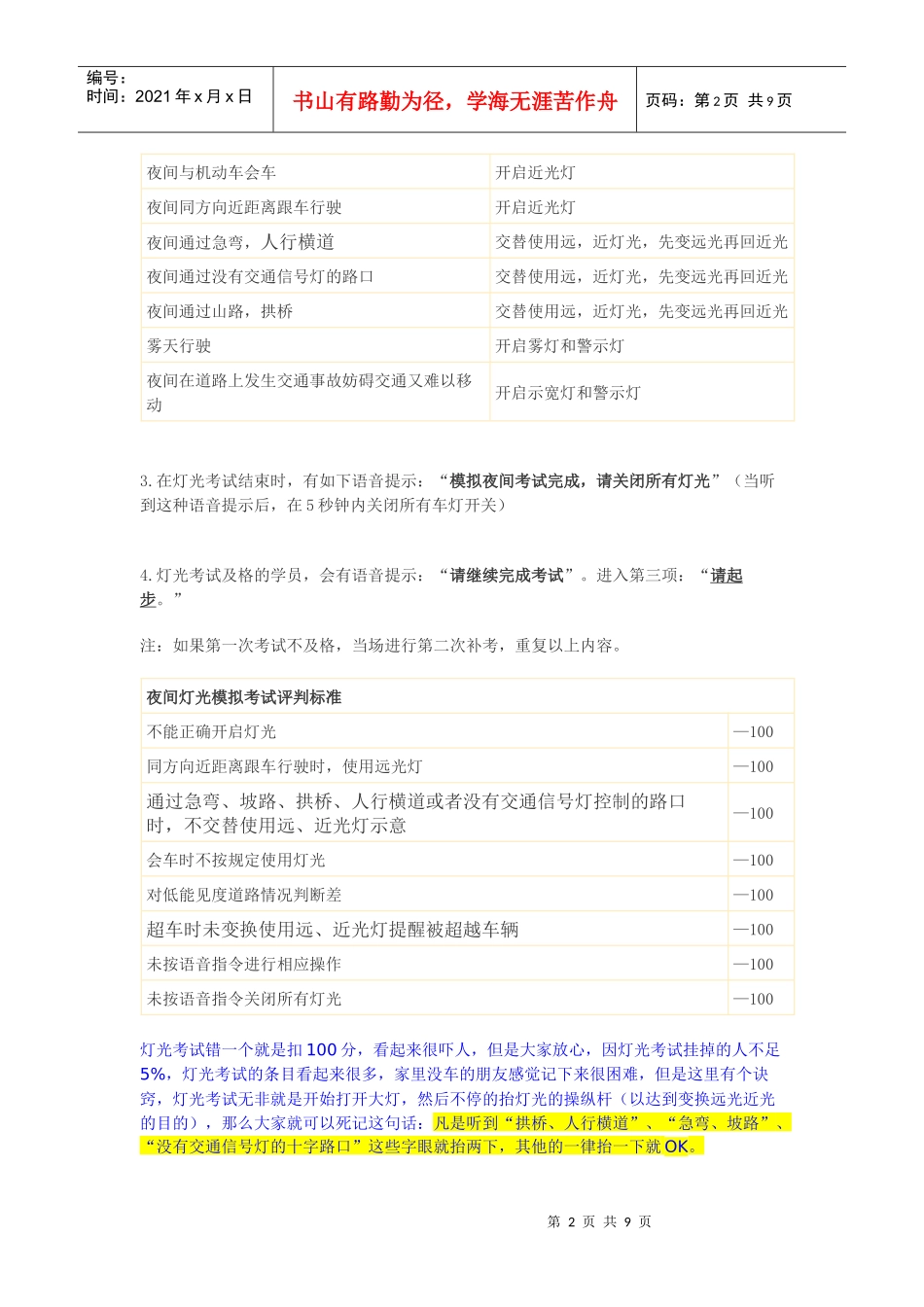 科目三电子路考操作规范及评分标准及心得_第2页