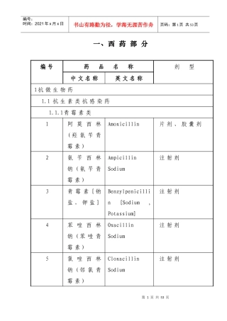 西药部分(修改)-1doc-一、西药部分