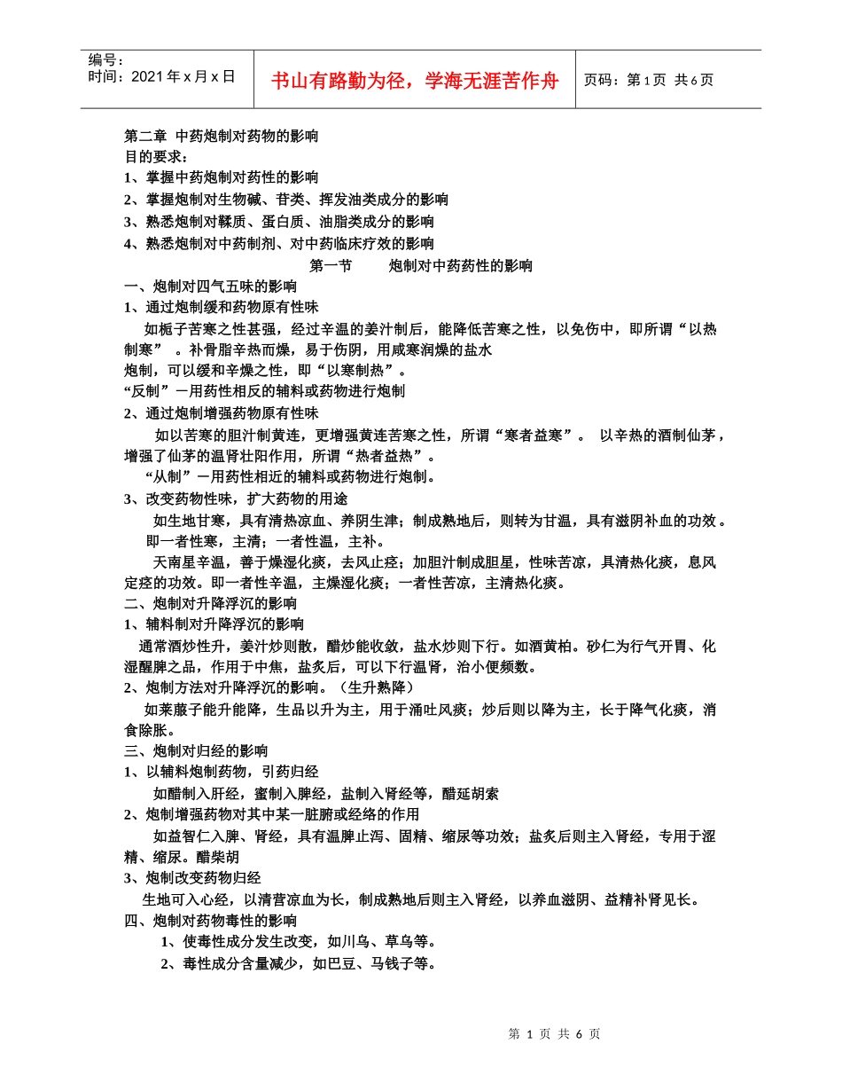 第二章 中药炮制对药物影响_第1页
