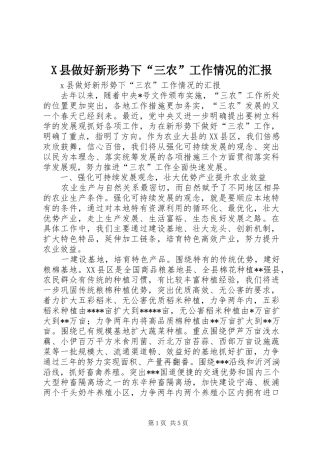 X县做好新形势下“三农”工作情况的汇报