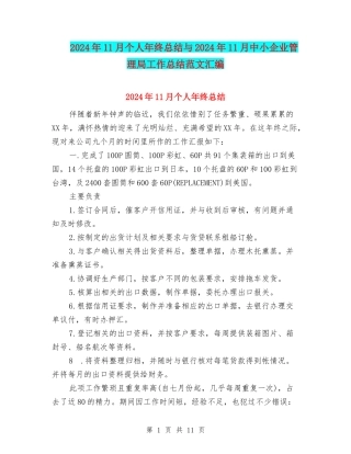 2024年11月个人年终总结与2024年11月中小企业管理局工作总结范文汇编