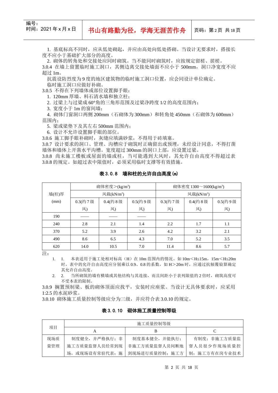 砌体工程施工质量验收规范标准(doc 7页)_第2页