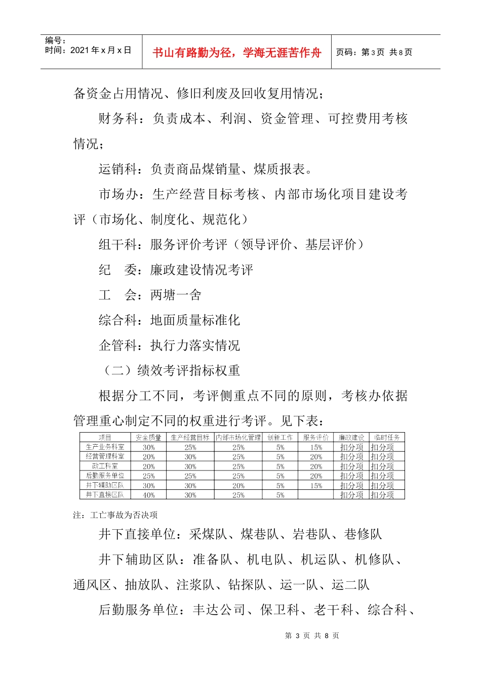 鹤煤集团机关部室及员工绩效考核办法_第3页