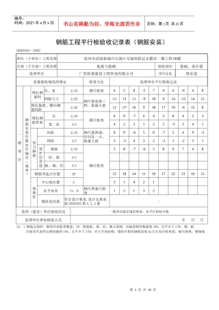 钢筋工程检验批质量验收记录(钢筋安装)
