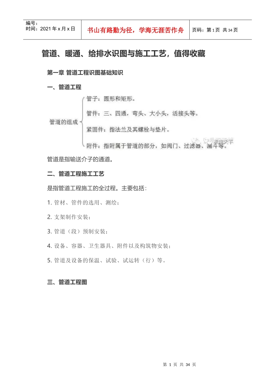 管道暖通给排水识图与施工工艺课件_第1页