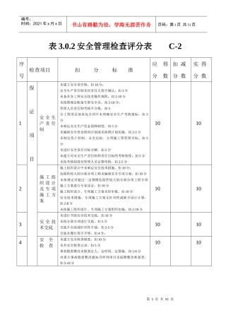 表301建筑施工安全检查评分汇总表C-259-