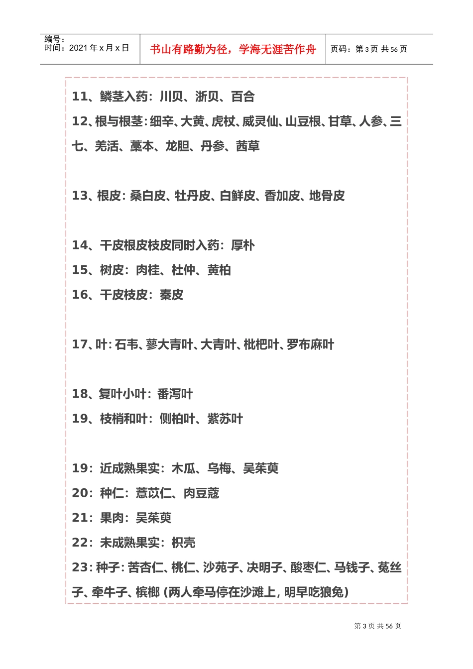 药用部位总结(DOC47页)_第3页