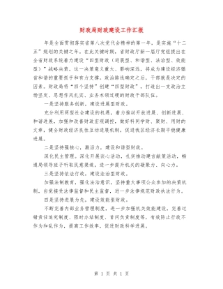 财政局财政建设工作汇报
