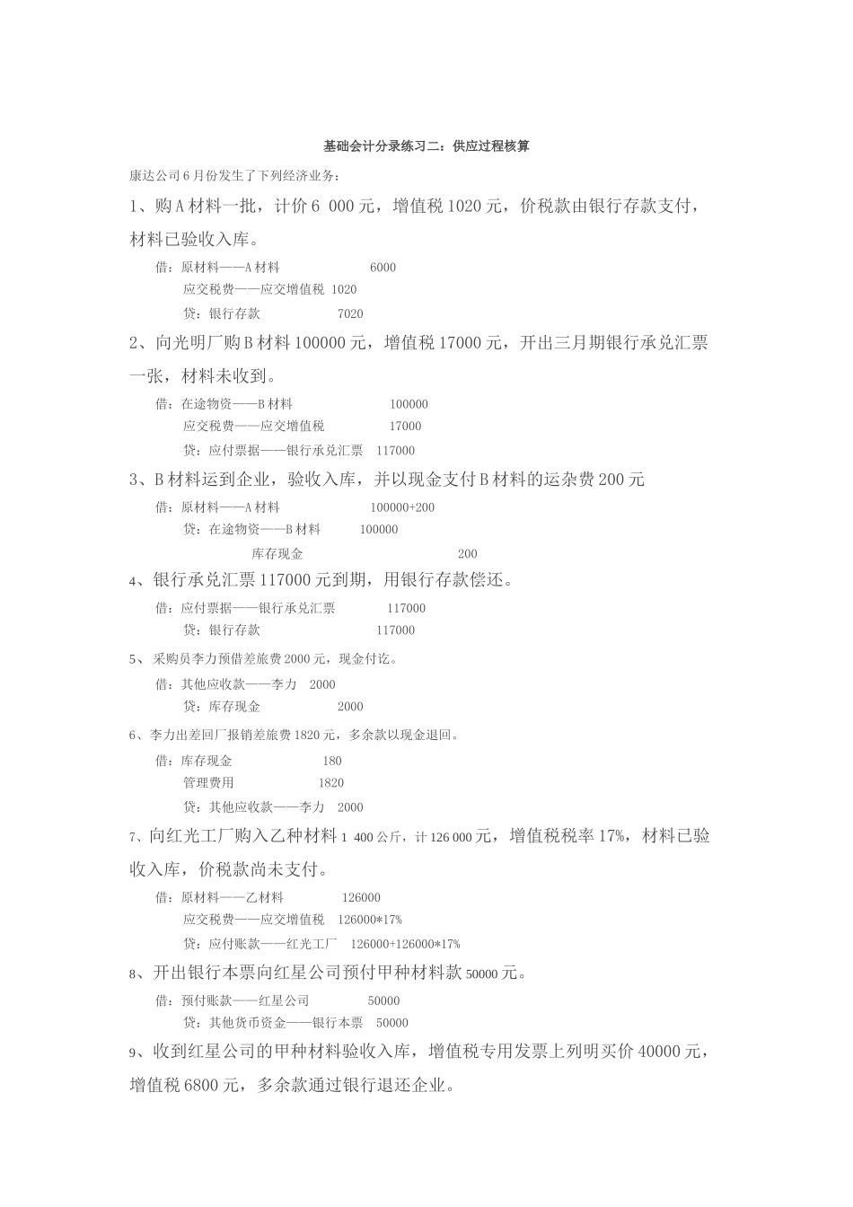 基础会计分录系统练习_第2页