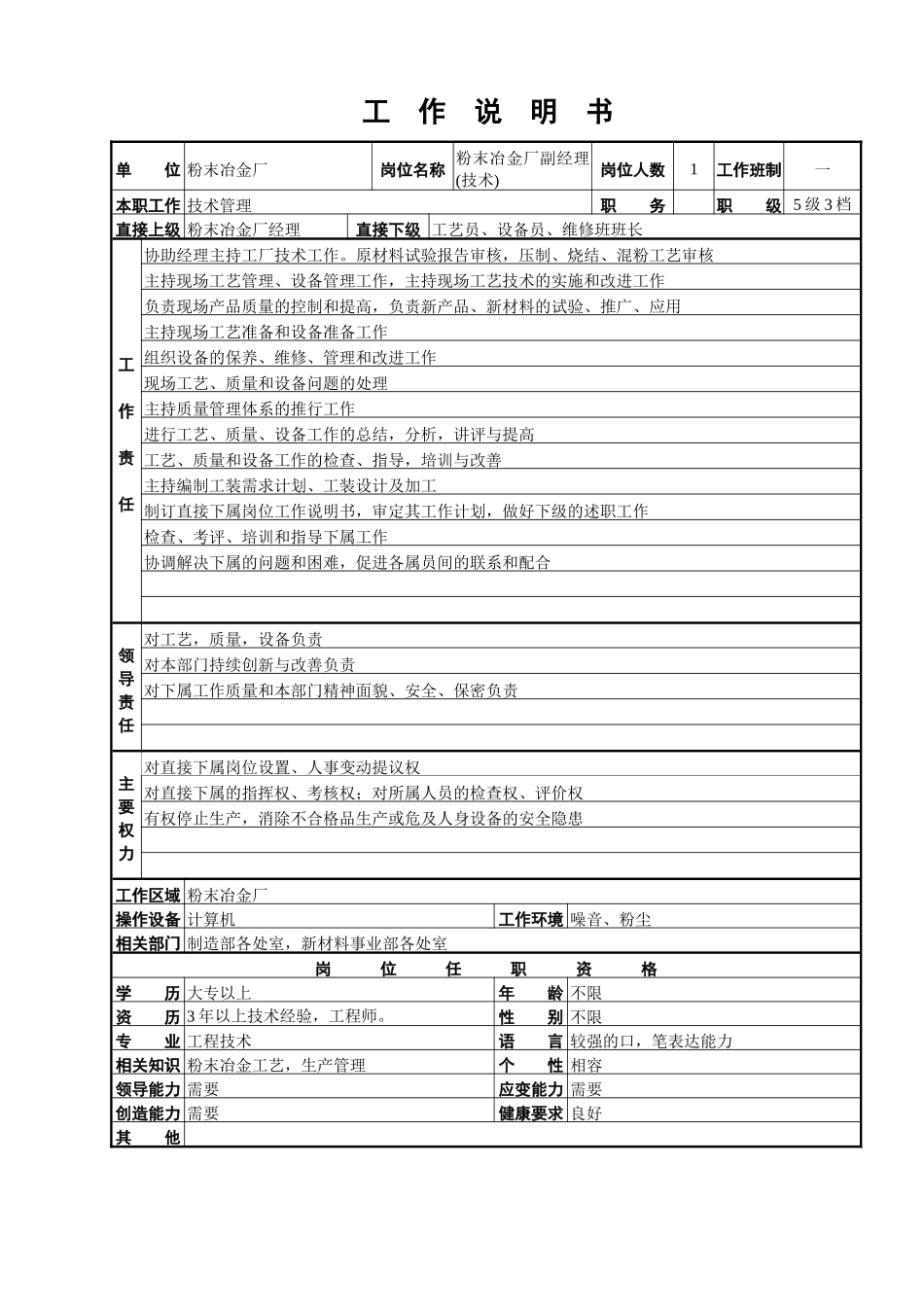 粉末冶金厂工作说明书_第2页