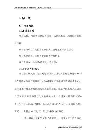 阿拉善右旗民族用品、民族艺术品、旅游纪念品加工项目