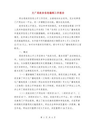 文广局政务信息编制工作报告