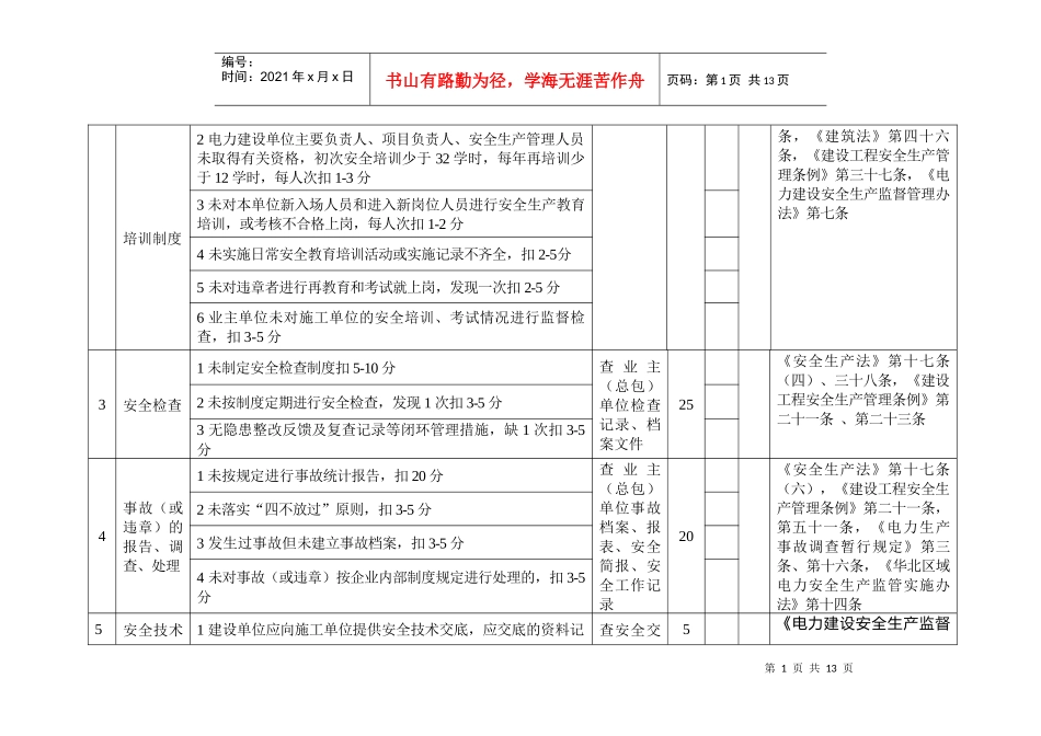 电力建设施工安全检查评分体系表_第2页
