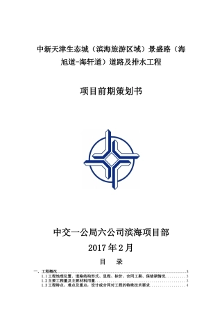 道路及排水工程项目前期策划书