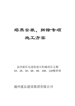 金州某地产城项目五期33工程塔吊的安装和拆卸施工楼