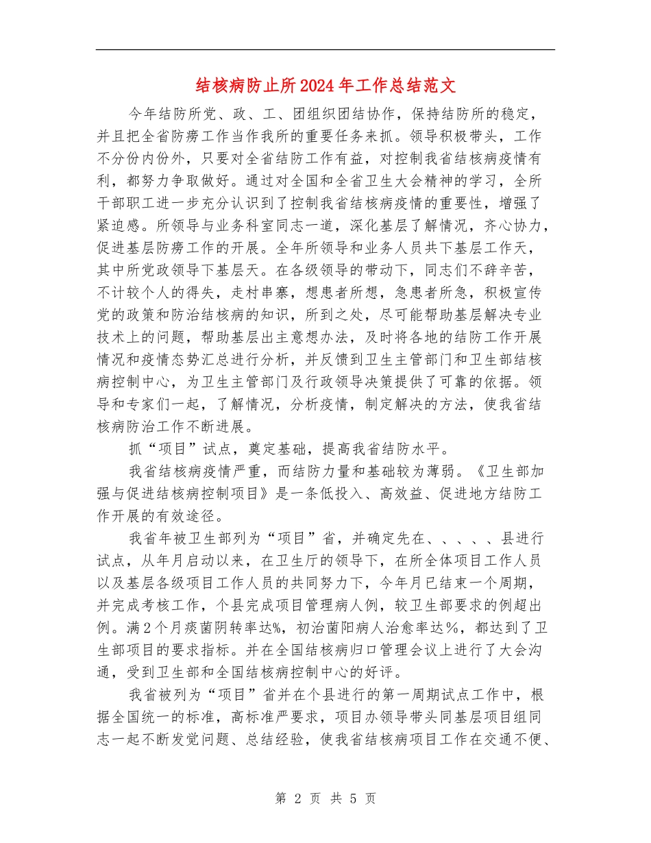 结核病防止所2024年工作总结范文【新版】_第2页