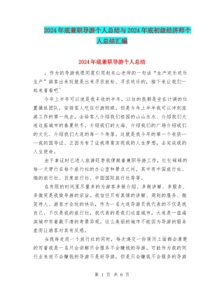2024年底兼职导游个人总结与2024年底初级经济师个人总结汇编