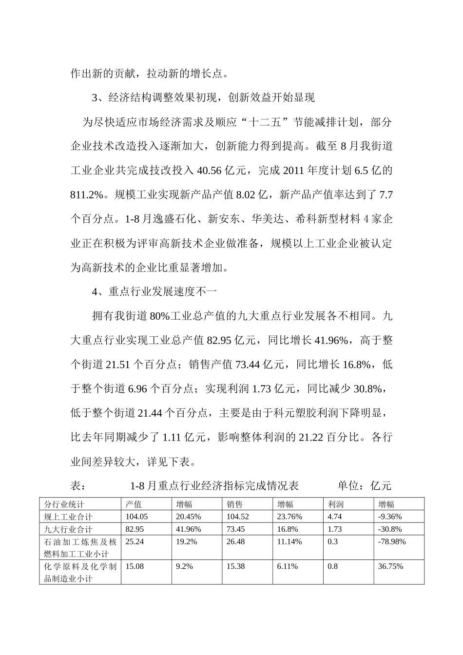 戚家山街道XXXX年1-8月工业经济运行分析_第2页