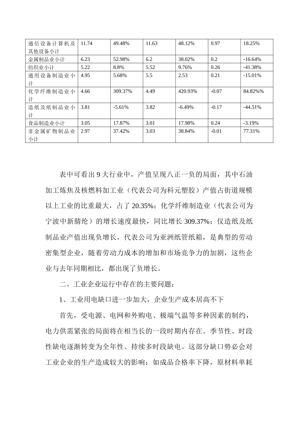 戚家山街道XXXX年1-8月工业经济运行分析_第3页
