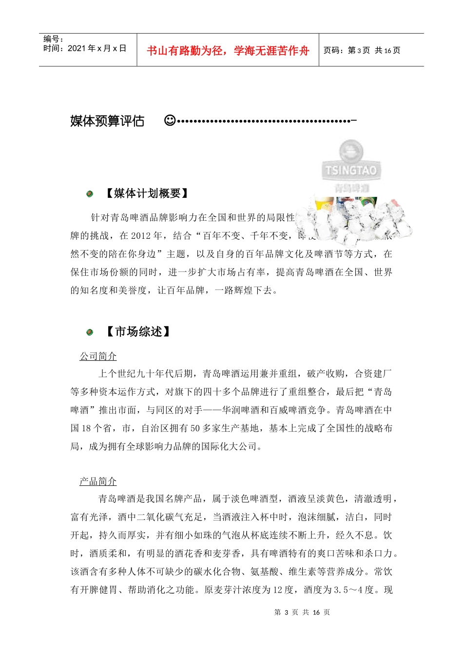 青岛啤酒年度媒体策划案_第3页