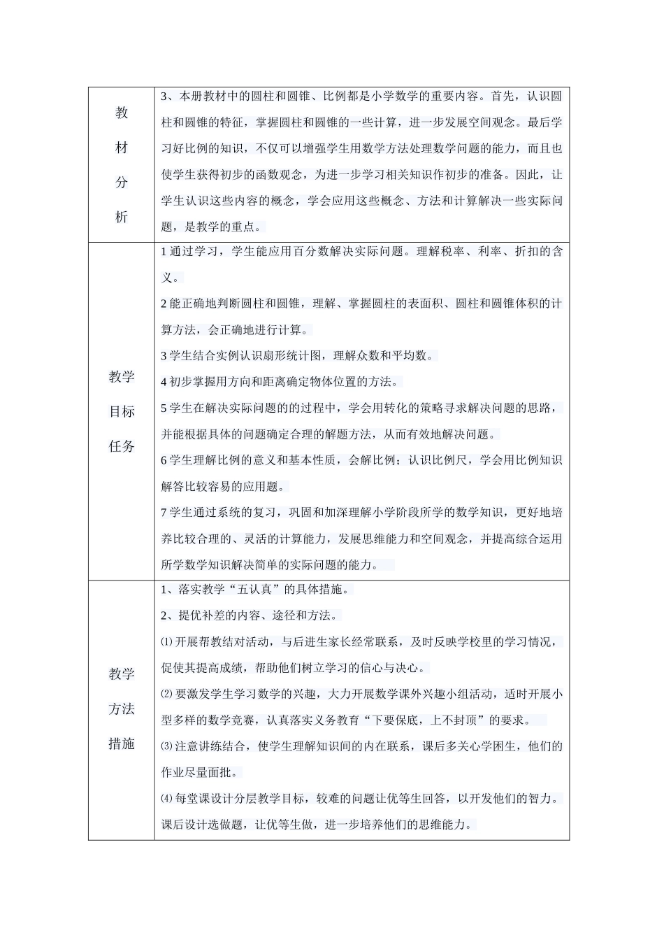 六套中心小学 数学 学科教学计划_第2页