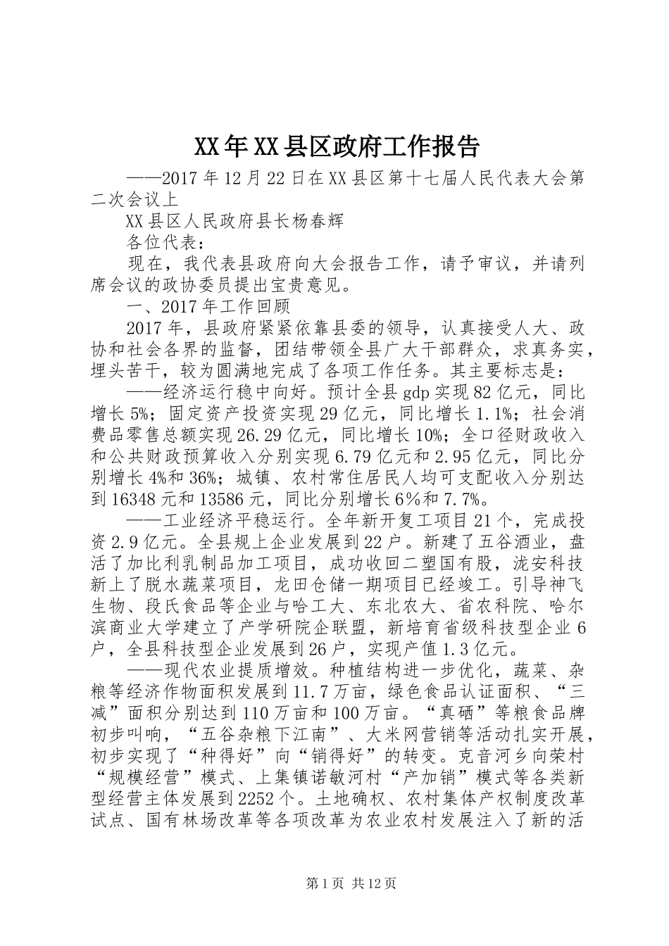XX年XX县区政府工作报告_9_第1页